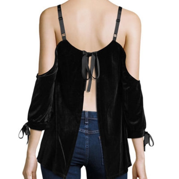New Velvet & Ribbon Cold-Shoulder Blouse - Picture 3 of 3